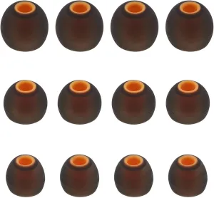 BLUEWALL Ear Tips Replacement Eartips Earbuds Gel Cushion for in-Ear Headphones, Fit for Most Sony Senso TOZO JBL in-Ear Earbuds with 3.8mm Connect HoleS/M/L Size 6 Pairs, Black Orange