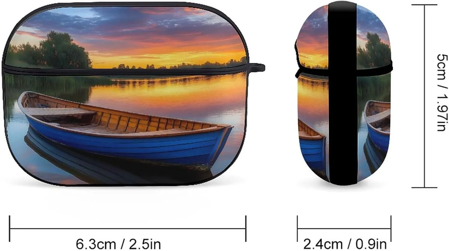 Boat Scenery Yosemite National Park Earbud Case Bluetooth Headphone Case Full Protective Case with Keychain Compatible with Airpods Pro Black-Style