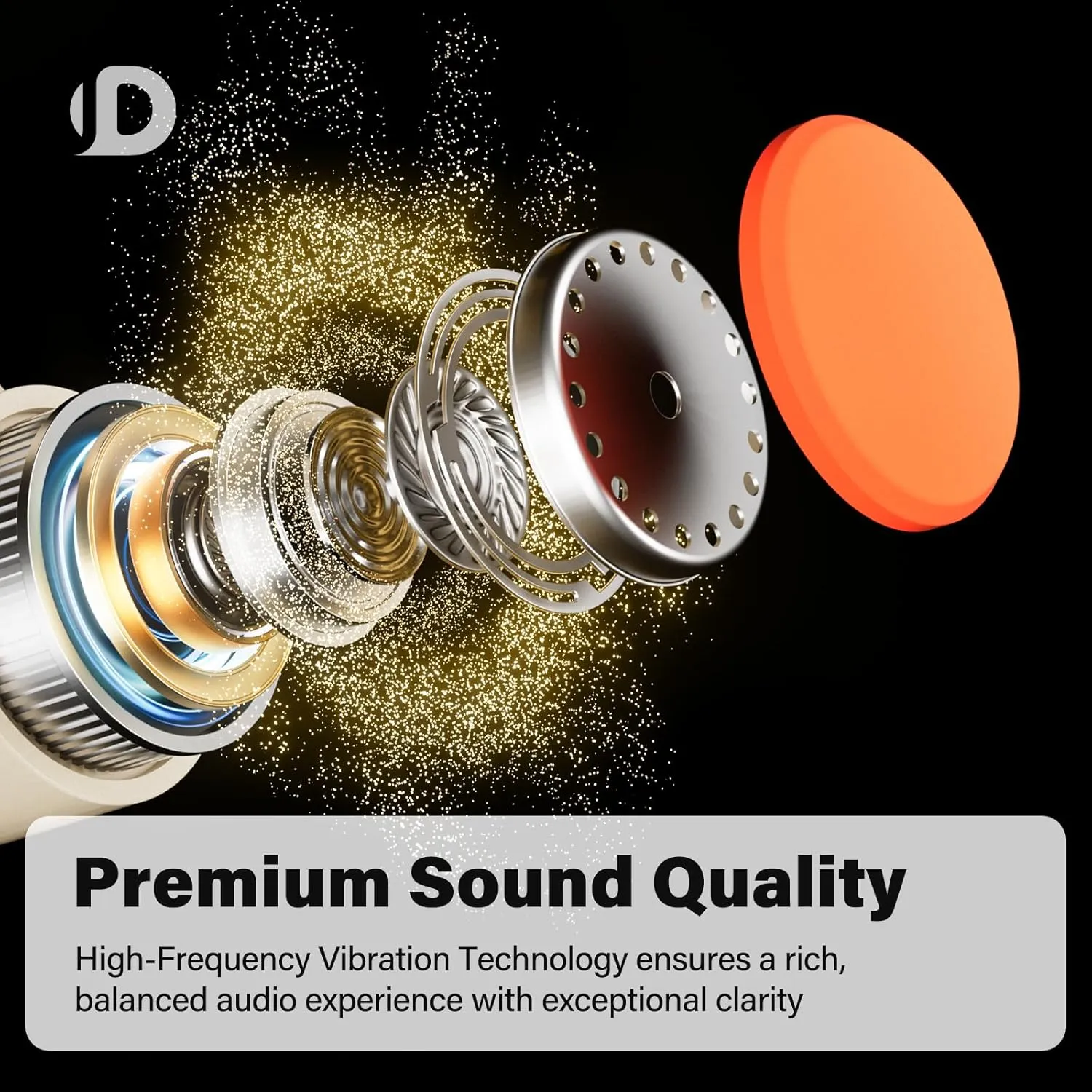 Bone Conduction Headphones, Open Ear Headphones Wireless Earphones, 32GB MP3, 8 Hours Playtime, Bluetooth 5.3, IP68 Waterproof Headphones for Running and Fitness Workout - Beige Orange