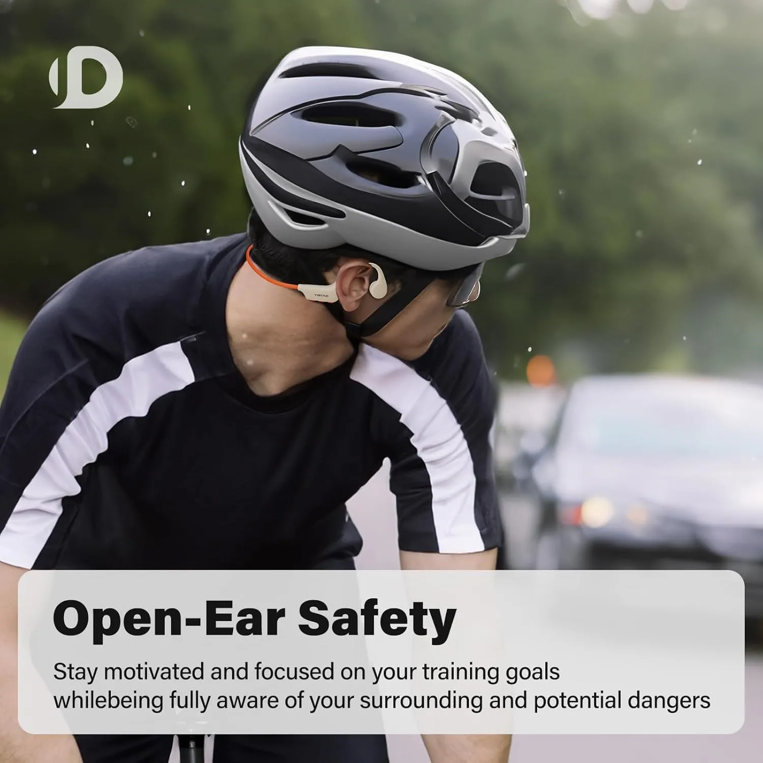 Bone Conduction Headphones, Open Ear Headphones Wireless Earphones, 32GB MP3, 8 Hours Playtime, Bluetooth 5.3, IP68 Waterproof Headphones for Running and Fitness Workout - Beige Orange