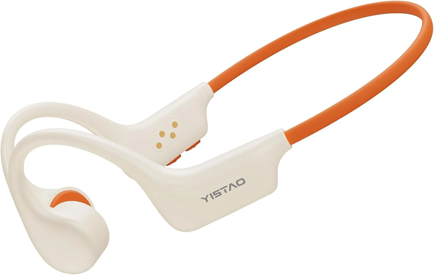Bone Conduction Headphones, Open Ear Headphones Wireless Earphones, 32GB MP3, 8 Hours Playtime, Bluetooth 5.3, IP68 Waterproof Headphones for Running and Fitness Workout - Beige Orange