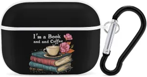 Book Coffee Print Earbud Case Bluetooth Headphone Case Full Protective Case with Keychain Compatible with Airpods Pro White-Style