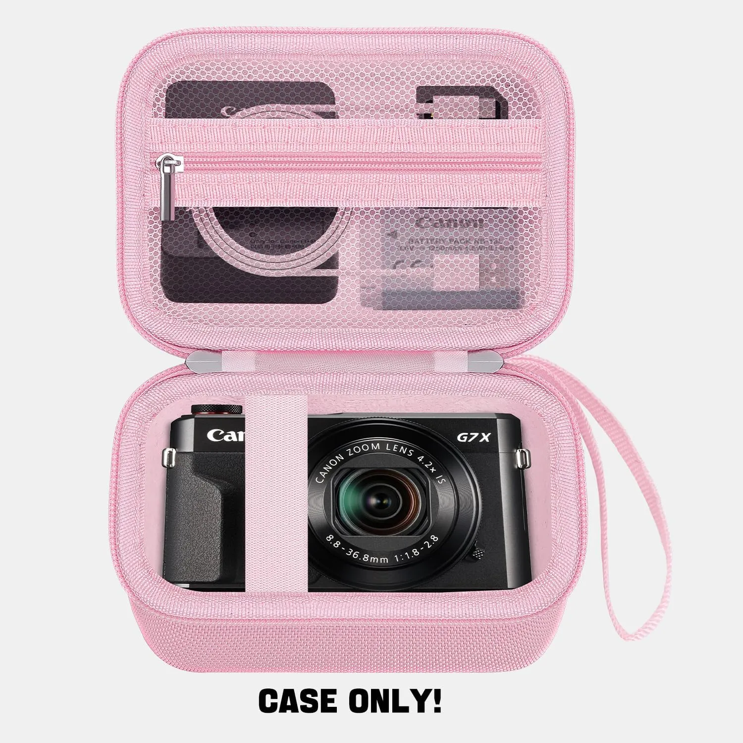 Camera Case for Canon PowerShot G7 X Mark II/ G7X Mark III/ G9 X Mark II Digital Camera, 4K Vlogging Camera Protective Cover Hard Travel Storage Bag, Mesh Pocket fits Cable, Batteries,Pink