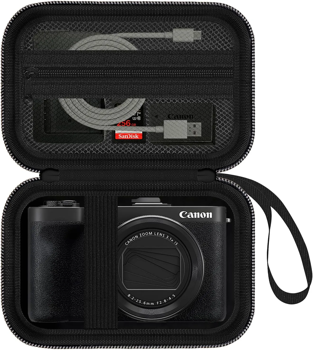 Camera Case for Canon PowerShot V1 Digital Camera, PowerShot V1 Vlogging Camera Protective Cover Hard Travel Storage Bag, Mesh Pocket fits Cable, Batteries - Black (CASE ONLY)