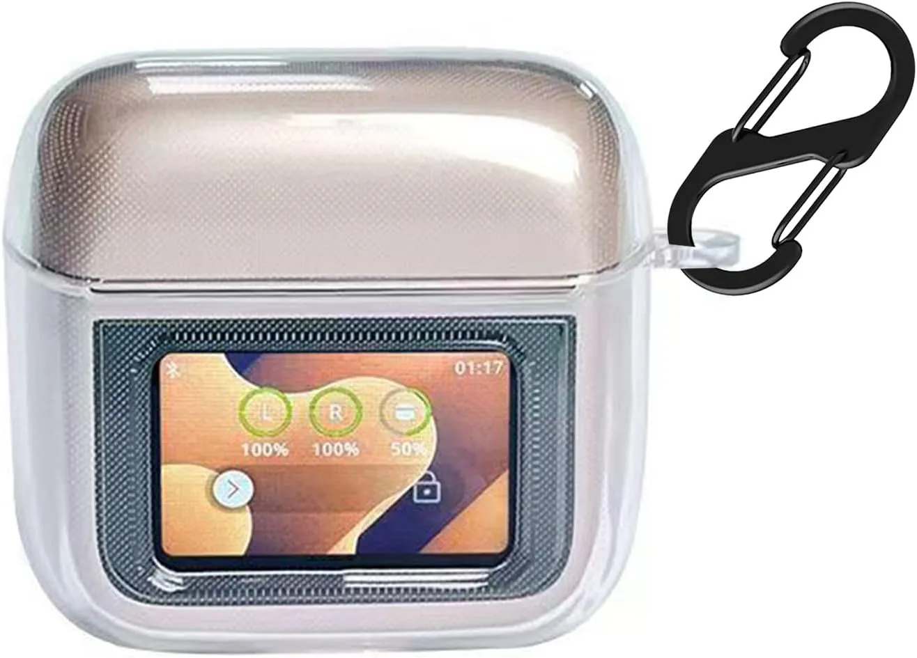 Case Compatible with JBL Tour Pro 3, Soft Silicone Shockproof Protective Cover with Carabiner Accessories (Clear)