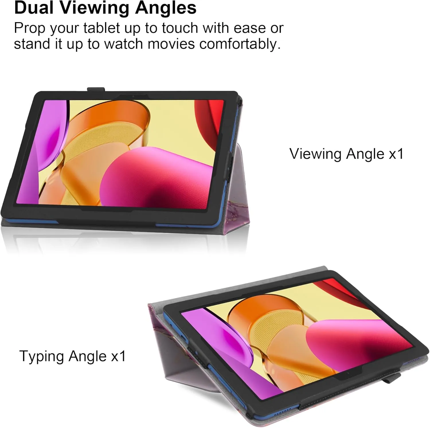 Case for Vortex T10M Pro Tablet 10.1 Inch - Slim Lightweight Folio Stand Cover PU Leather Case Cover   1 Stylus (Pink Marble)