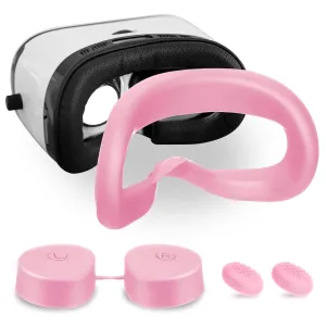 Chapou Silicone Cover Set Compatible with Oculus Quest 2 VR Accessories Protective Cover Includes Silicone Mask VR Glasses Pad and Rocker Cap Lid (Pink)