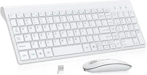 cimetech Wireless Keyboard and Mouse, [Rechargeable Mouse][Silent Scissor Switch Key][Labor-Saving Buttons]Ultra Slim Wireless Computer Keyboard and Mouse, Easy Setup for PC/Laptop/Mac/Windows - White