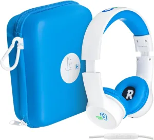 Clevy Kids Headphones Over-Ear 3.5mm Jack Wired - 5ft Tangle-Free Cord with HD Mic, 85dB Volume Limited for iPad/Computer, Foldable Durable Carrying Case