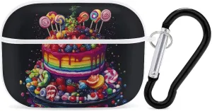 Colorful Birthday Cake Earbud Case Bluetooth Headphone Case Full Protective Case with Keychain Compatible with Airpods Pro White-Style