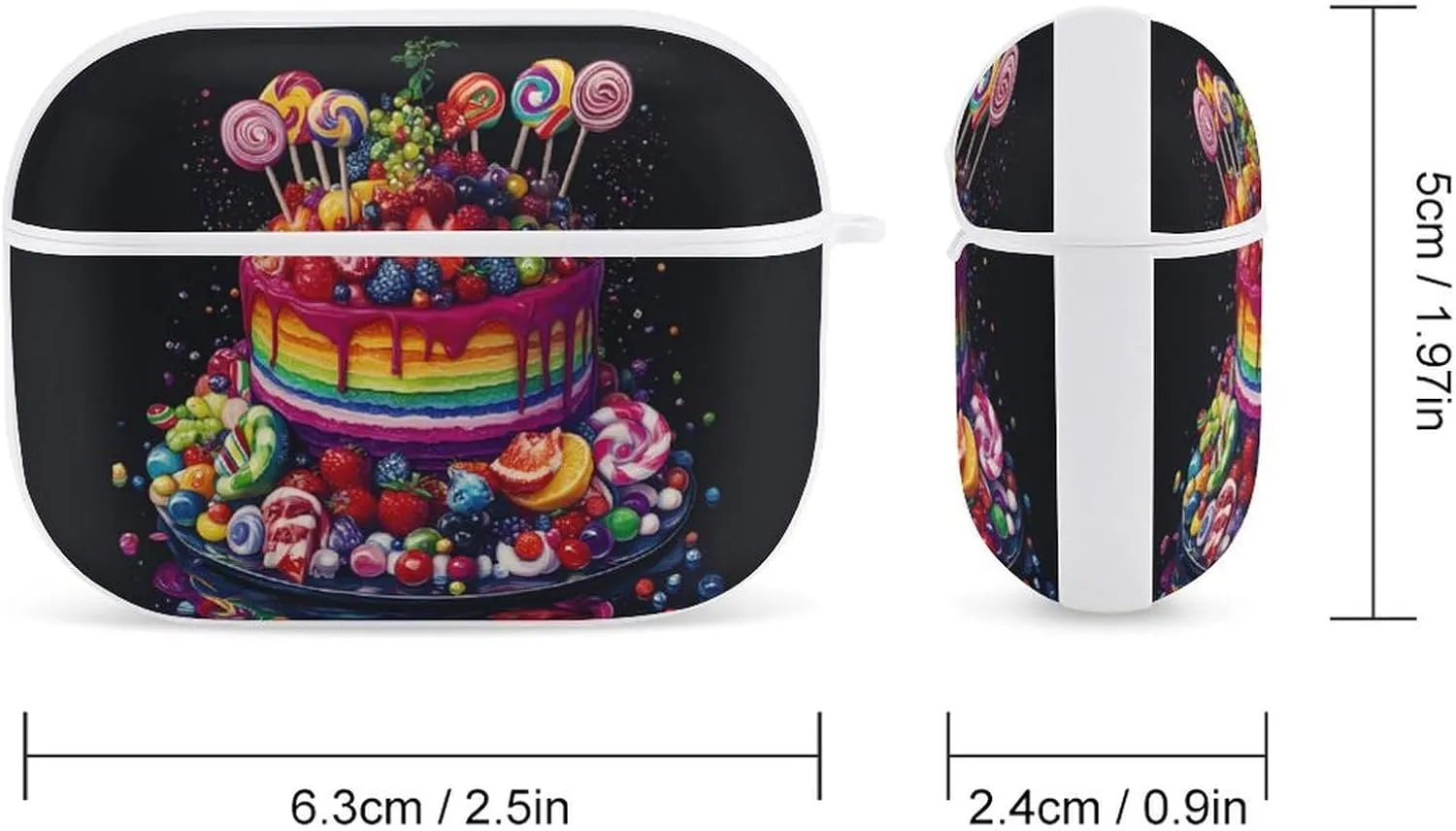 Colorful Birthday Cake Earbud Case Bluetooth Headphone Case Full Protective Case with Keychain Compatible with Airpods Pro White-Style
