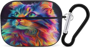 Colorful Cute Cat Earbud Case Bluetooth Headphone Case Full Protective Case with Keychain Compatible with Airpods Pro Black-Style