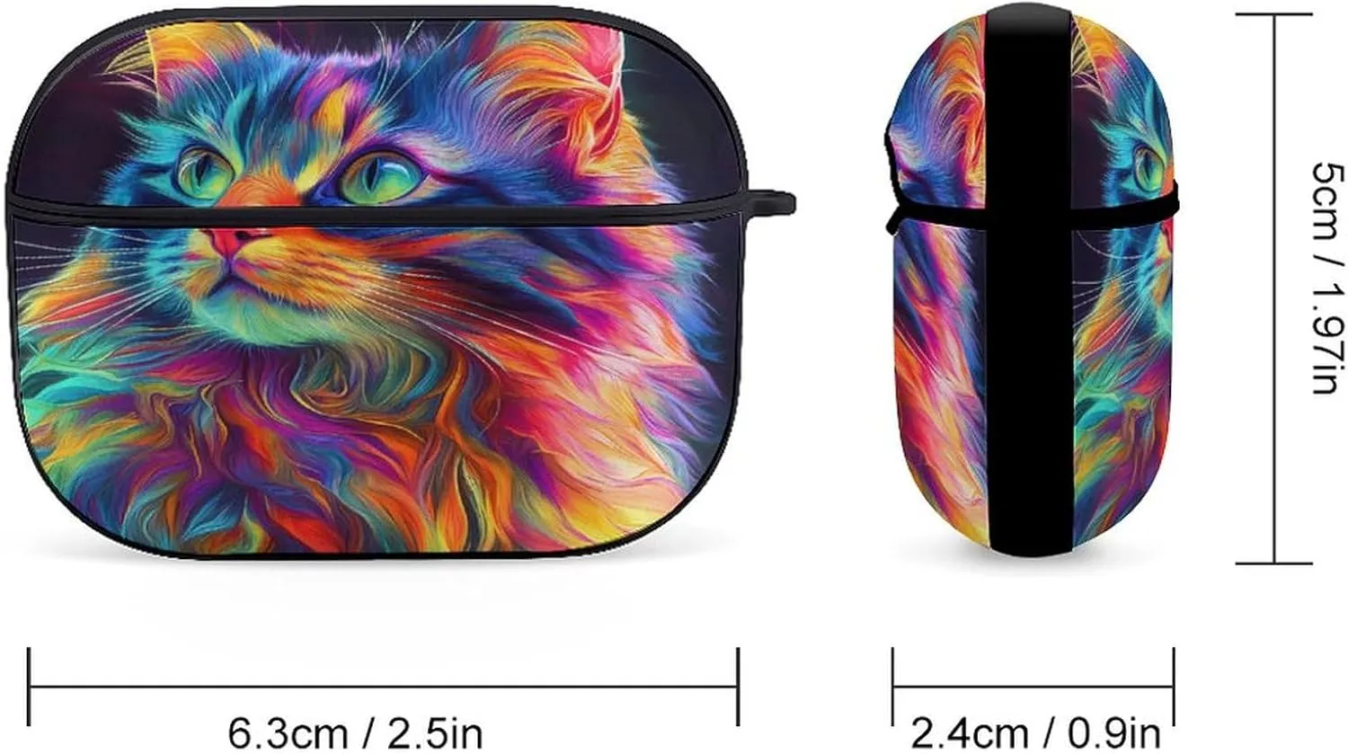 Colorful Cute Cat Earbud Case Bluetooth Headphone Case Full Protective Case with Keychain Compatible with Airpods Pro Black-Style