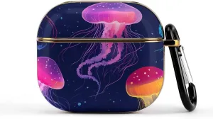 Colorful Jellyfish Slim Travel Carrying Headphone Case Compatible with AirPods Smart Hard Shell Cover