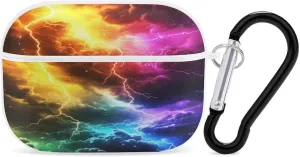 Colorful Thunder Earbud Case Bluetooth Headphone Case Full Protective Case with Keychain Compatible with Airpods Pro White-Style