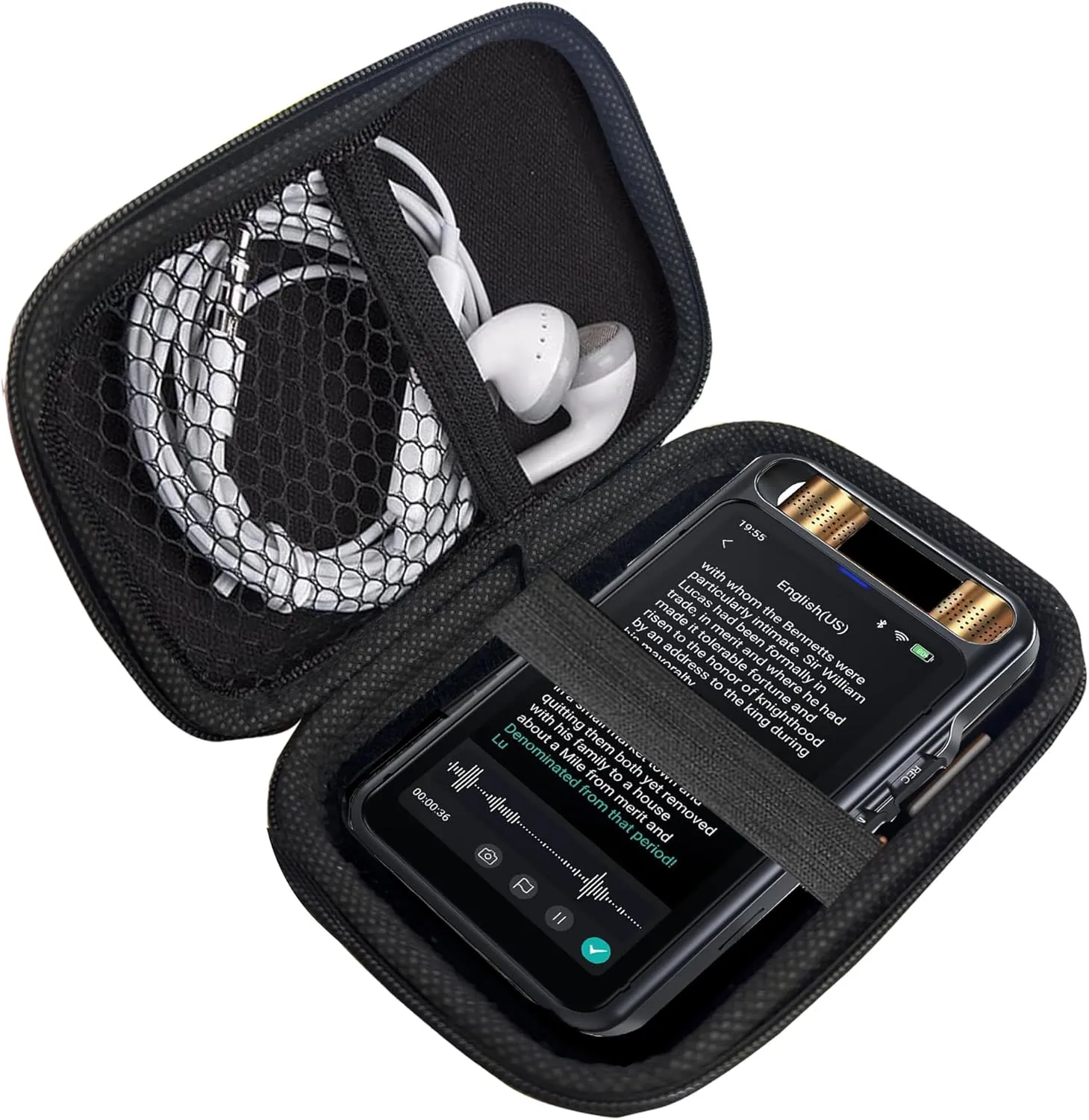 Compatible with Rpbznr Voice Recorder Case, Lamshaw Durable EVA Carrying Case, Shockproof & Lightweight Protective Cover Compatible for Rpbznr Voice Recorder Transcriber (Black)