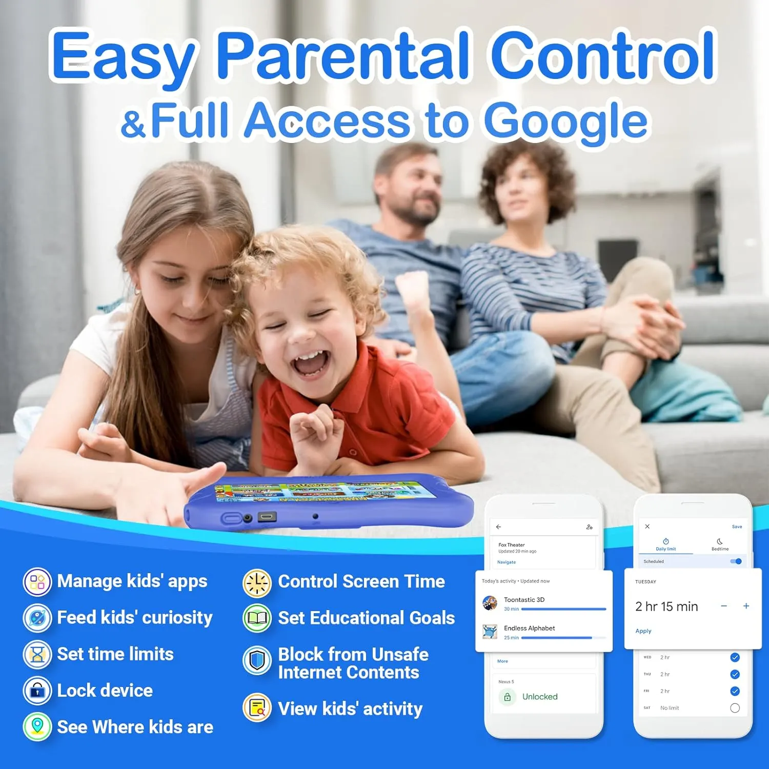 Contixo 7" Kids Tablet - 32GB Android Learning Tablet w/Exclusive 50  Disney Storybooks (Value $200), WiFi, Parental Controls, Kid-Proof Case & Kickstand, Educational Apps for Ages 3-10 - Dark Blue