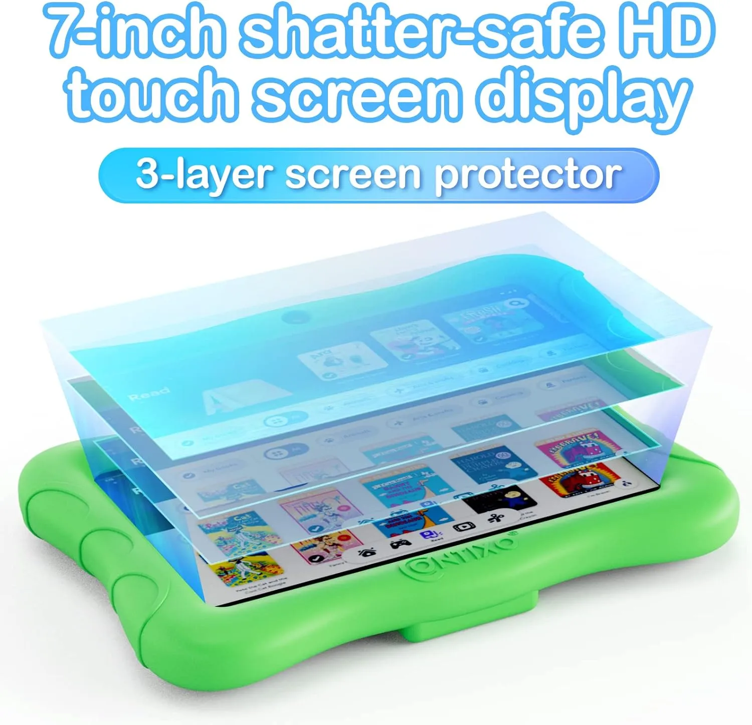Contixo 7" Kids Tablet - 32GB Android Learning Tablet w/Exclusive 50  Disney Storybooks (Value $200), WiFi, Parental Controls, Kid-Proof Case & Kickstand, Educational Apps for Ages 3-10 - Green