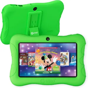 Contixo 7" Kids Tablet - 32GB Android Learning Tablet w/Exclusive 50  Disney Storybooks (Value $200), WiFi, Parental Controls, Kid-Proof Case & Kickstand, Educational Apps for Ages 3-10 - Green
