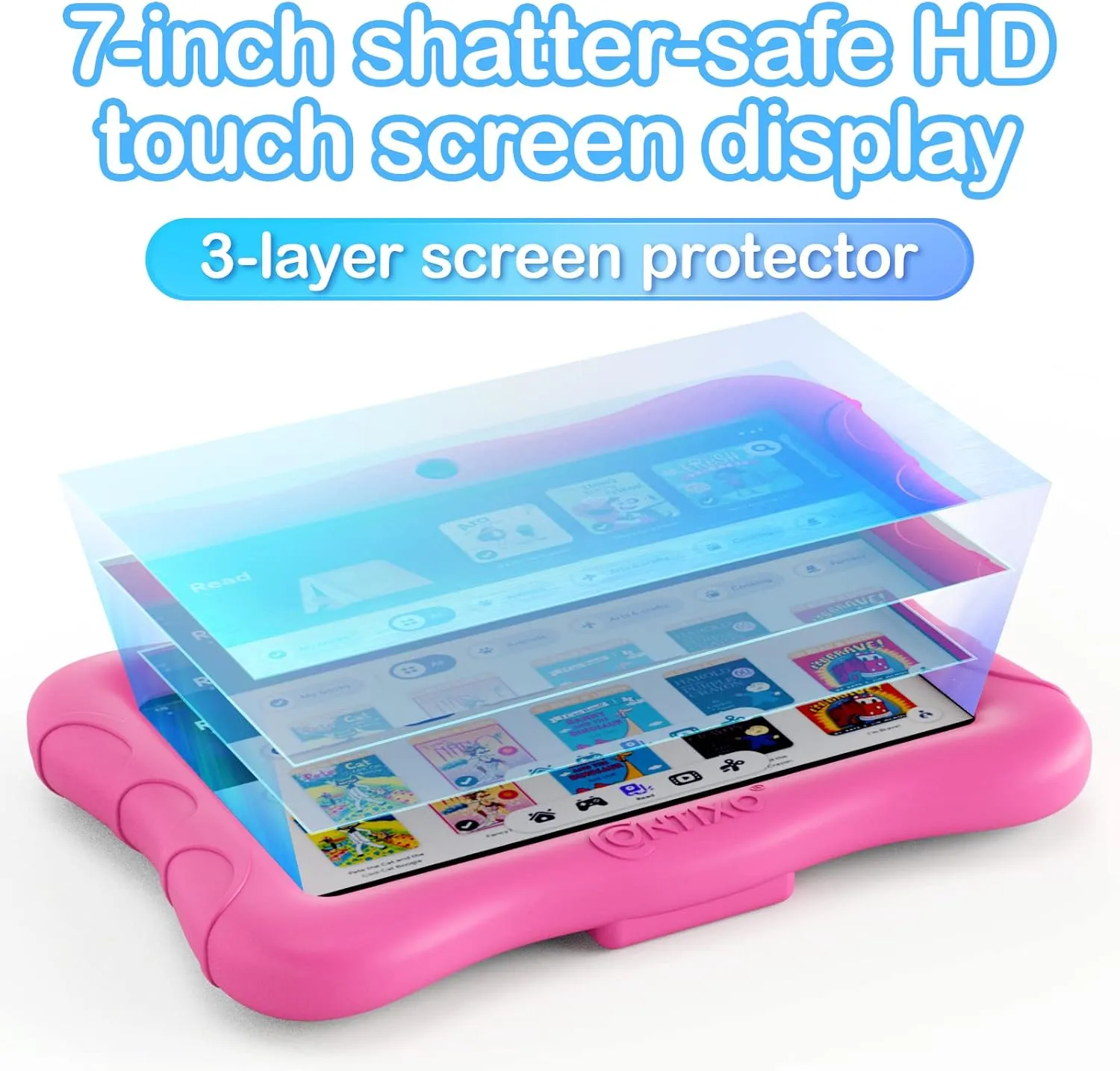 Contixo 7" Kids Tablet - 32GB Android Learning Tablet w/Exclusive 50  Disney Storybooks (Value $200), WiFi, Parental Controls, Kid-Proof Case & Kickstand, Educational Apps for Ages 3-10 - Pink