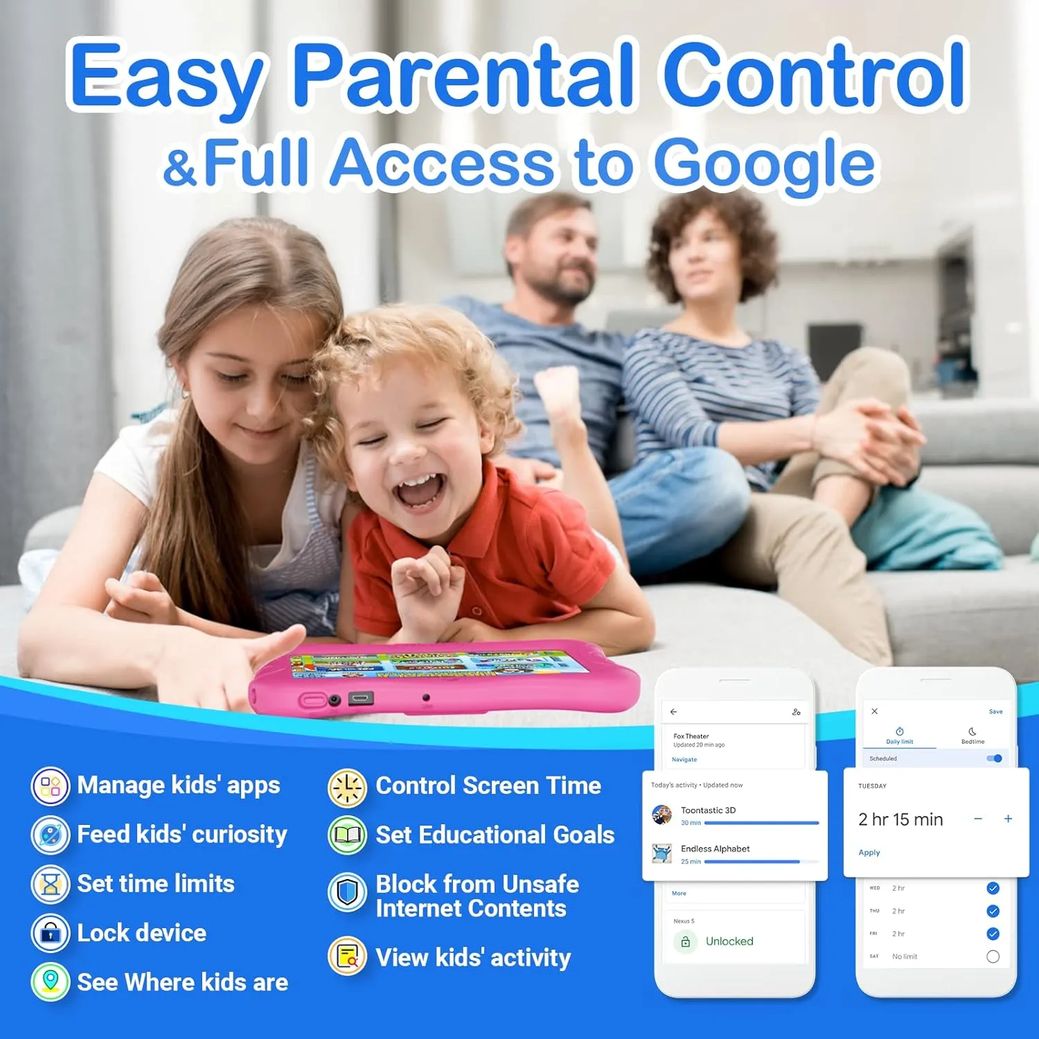 Contixo 7" Kids Tablet - 32GB Android Learning Tablet w/Exclusive 50  Disney Storybooks (Value $200), WiFi, Parental Controls, Kid-Proof Case & Kickstand, Educational Apps for Ages 3-10 - Pink