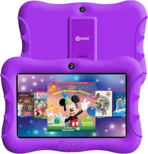 Contixo 7" Kids Tablet - 32GB Android Learning Tablet w/Exclusive 50  Disney Storybooks (Value $200), WiFi, Parental Controls, Kid-Proof Case & Kickstand, Educational Apps for Ages 3-10 - Purple