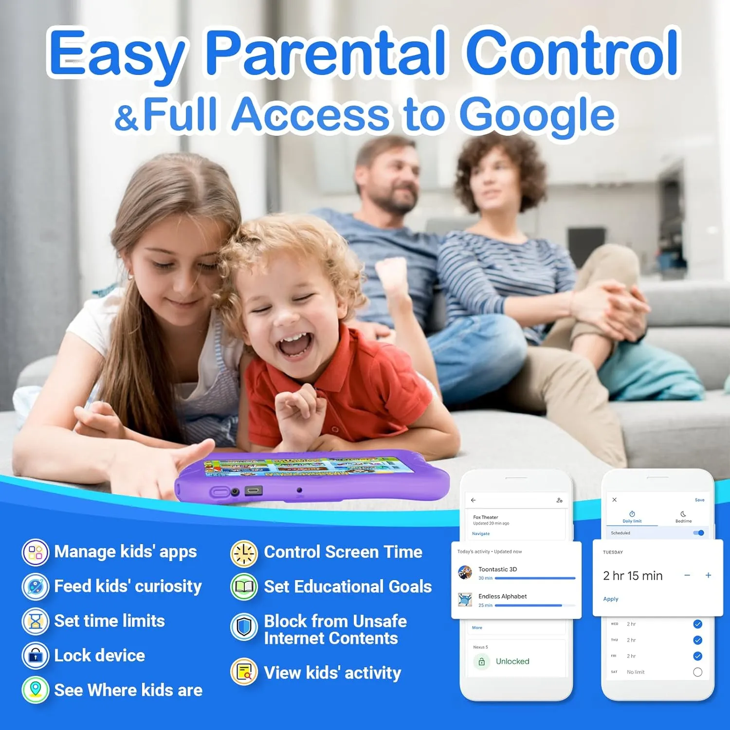 Contixo 7" Kids Tablet - 32GB Android Learning Tablet w/Exclusive 50  Disney Storybooks (Value $200), WiFi, Parental Controls, Kid-Proof Case & Kickstand, Educational Apps for Ages 3-10 - Purple
