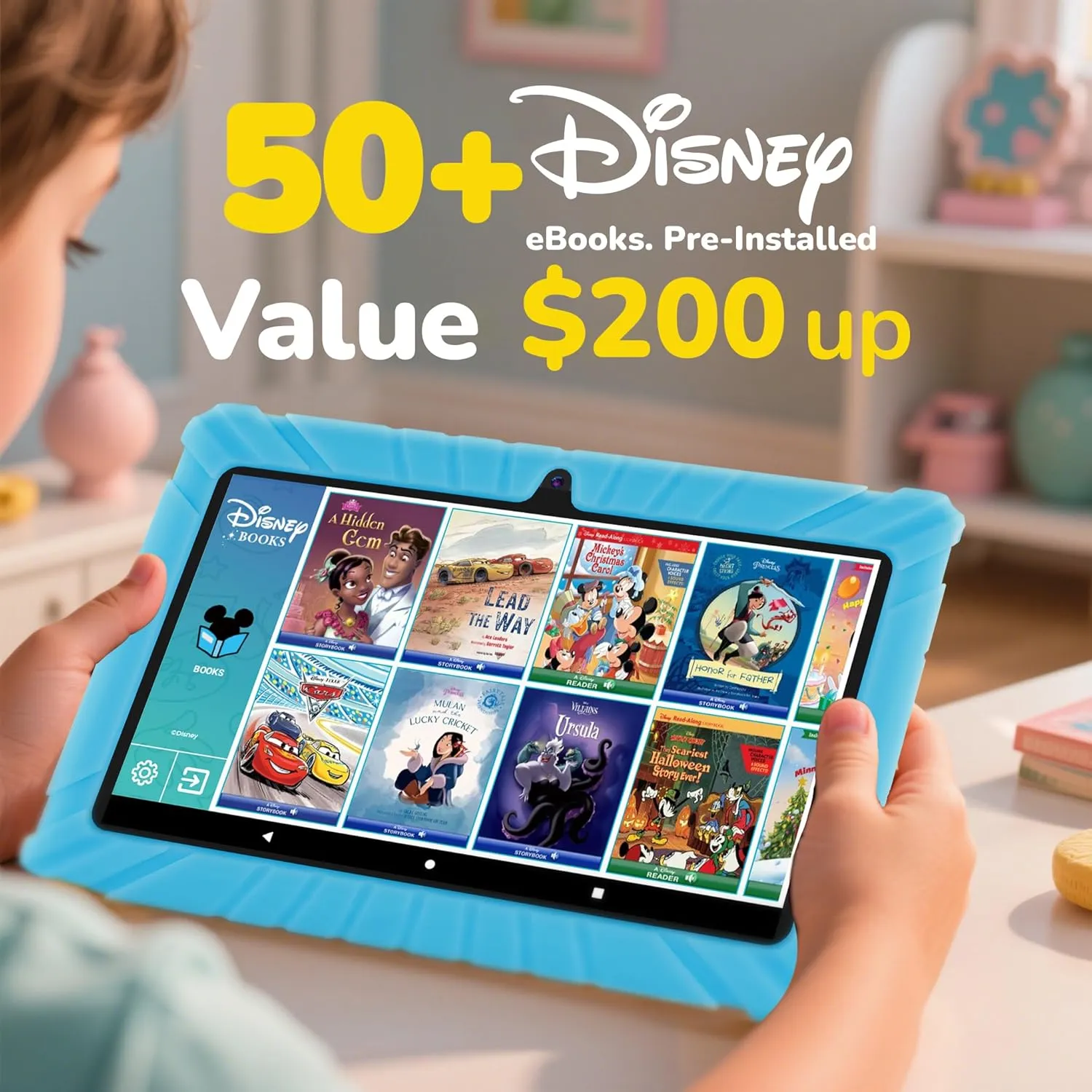 Contixo V8 7" Kids Tablet - 32GB Storage, Pre-Loaded Exclusive 50 Disney Storybooks (Value $200), Android, Parental Controls, Durable Kid-Proof Case - Blue