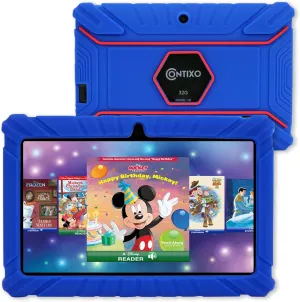 Contixo V8 7" Kids Tablet - 32GB Storage, Pre-Loaded Exclusive 50 Disney Storybooks (Value $200), Android, Parental Controls, Durable Kid-Proof Case - Dark Blue