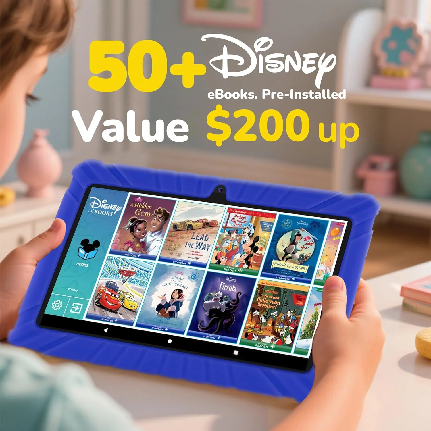 Contixo V8 7" Kids Tablet - 32GB Storage, Pre-Loaded Exclusive 50 Disney Storybooks (Value $200), Android, Parental Controls, Durable Kid-Proof Case - Dark Blue