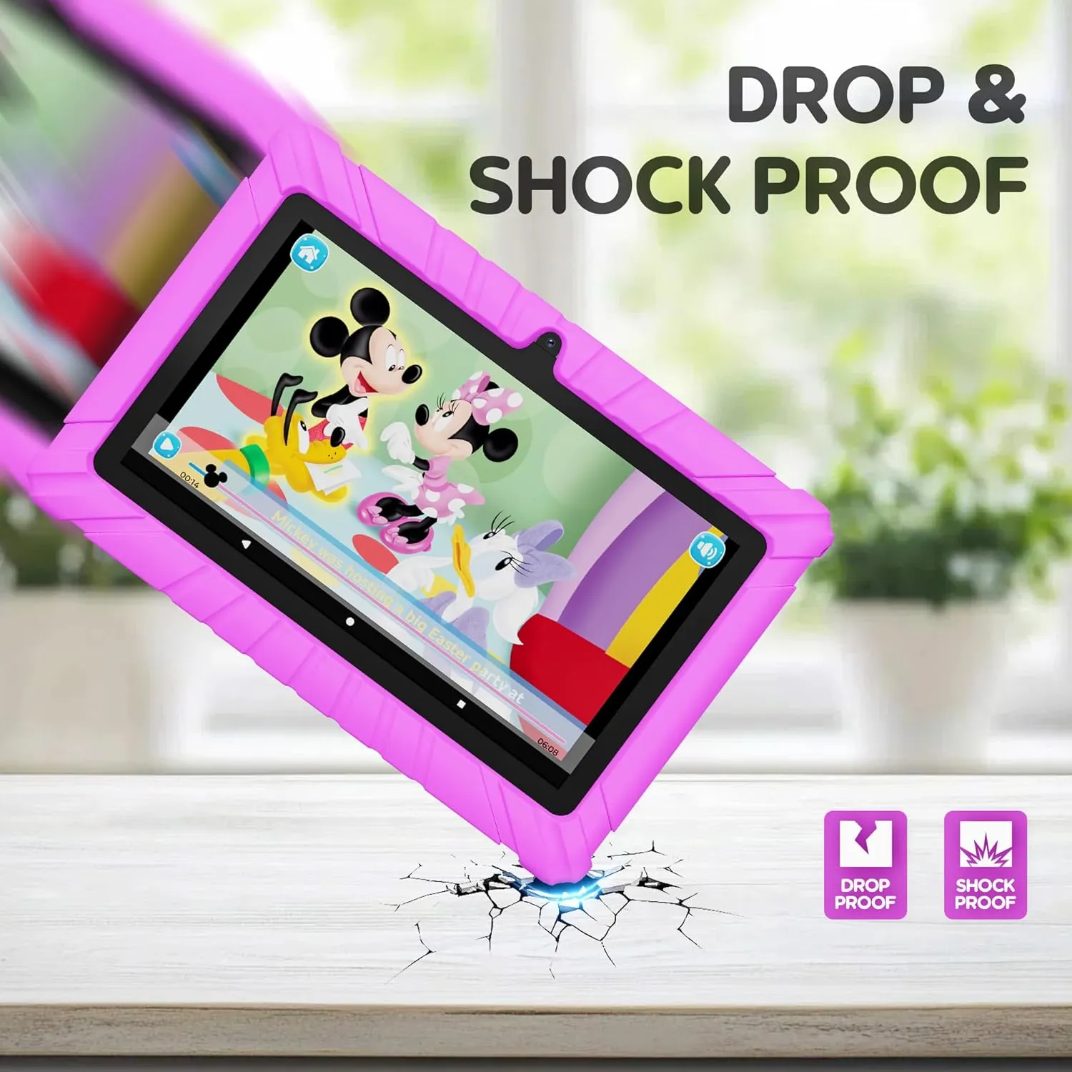 Contixo V8 7" Kids Tablet - 32GB Storage, Pre-Loaded Exclusive 50 Disney Storybooks (Value $200), Android, Parental Controls, Durable Kid-Proof Case - Pink
