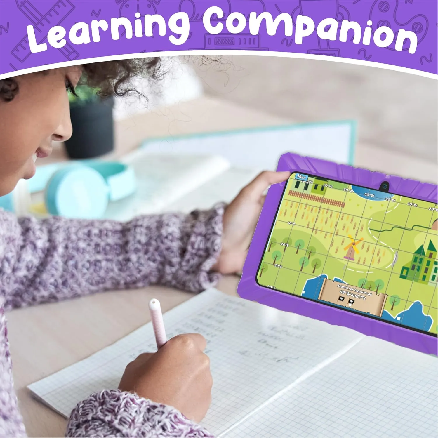 Contixo V8 7" Kids Tablet - 32GB Storage, Pre-Loaded Exclusive 50 Disney Storybooks (Value $200), Android, Parental Controls, Durable Kid-Proof Case - Purple
