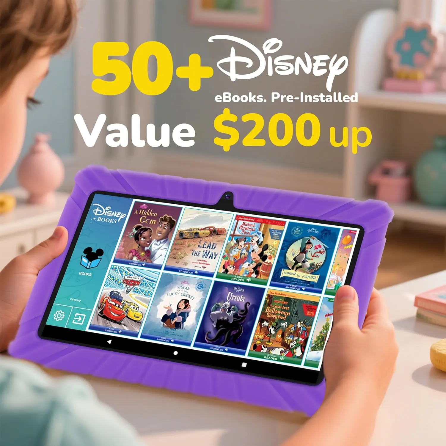 Contixo V8 7" Kids Tablet - 32GB Storage, Pre-Loaded Exclusive 50 Disney Storybooks (Value $200), Android, Parental Controls, Durable Kid-Proof Case - Purple