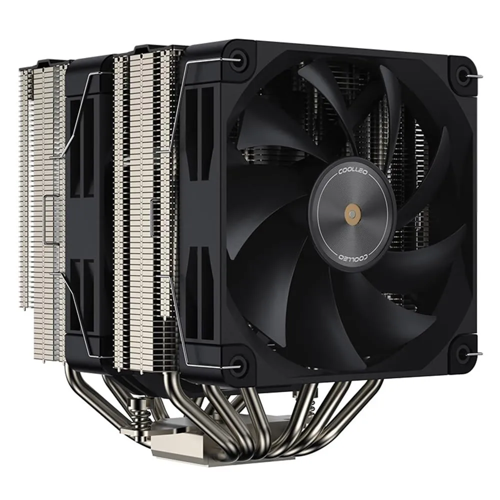 COOLLEO P60T-B V3 Performance Edition CPU Air Cooler,Full Electroplating Reflow Welding Process,Dual-Tower Booster Fan FDB Bearing PWM 1600RPM 275W TDP for AMD AM4/AM5 & Intel LGA 115X/1200/1700