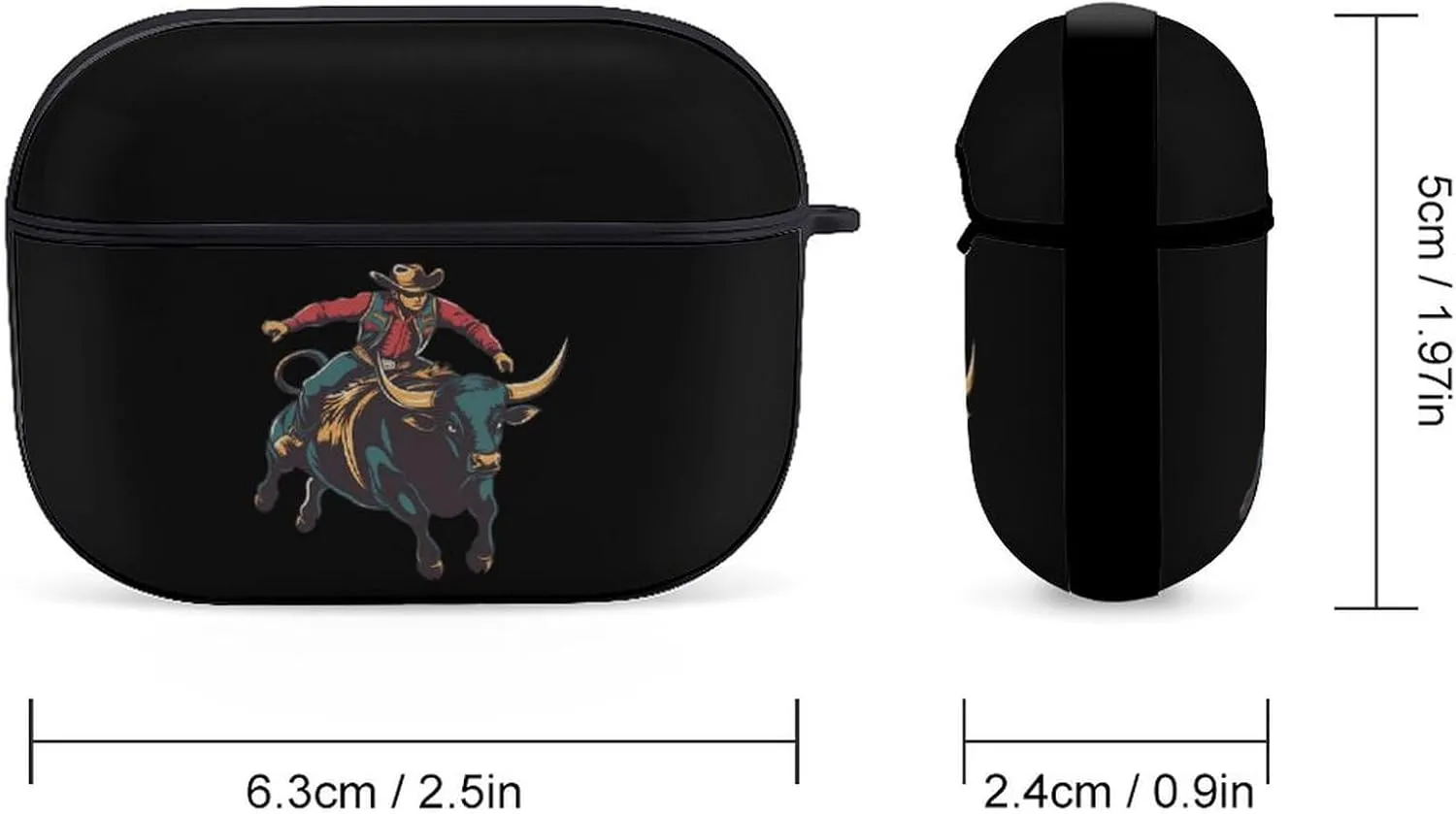 Cow Rider Riding Sports Earbud Case Bluetooth Headphone Case Full Protective Case with Keychain Compatible with Airpods Pro Black-Style
