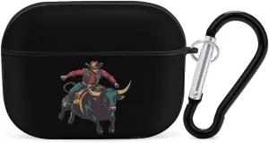 Cow Rider Riding Sports Earbud Case Bluetooth Headphone Case Full Protective Case with Keychain Compatible with Airpods Pro Black-Style