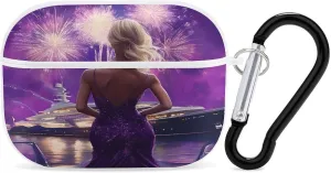Cruise Ship Women Prints Earbud Case Bluetooth Headphone Case Full Protective Case with Keychain Compatible with Airpods Pro White-Style
