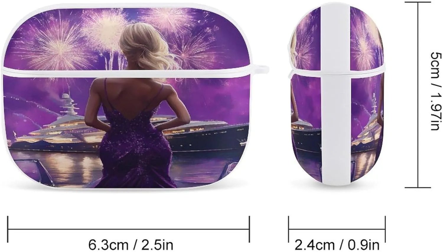 Cruise Ship Women Prints Earbud Case Bluetooth Headphone Case Full Protective Case with Keychain Compatible with Airpods Pro White-Style