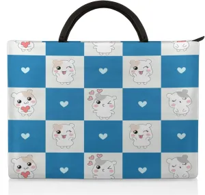 Cute Plaid Love Dogs Laptop Sleeve with Handle Waterproof Computer Carrying Case