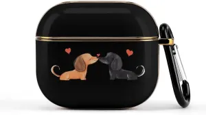 Dachshunds Love Dogs with Heart Slim Travel Carrying Headphone Case Compatible with AirPods Smart Hard Shell Cover