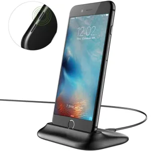 Desktop Charging Dock Station Docking Charger USB Cable For Cell Phone in Black