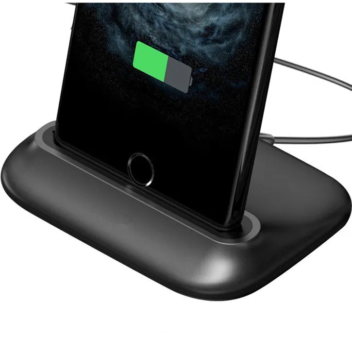 Desktop Charging Dock Station Docking Charger USB Cable For Cell Phone in Black