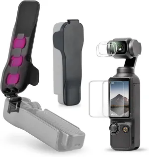 DJI Osmo Pocket 3 Case & Accessories  Hard Protective Cover with Quick Release, Lens Screen Protector & 3 Filter Storage Slots, Anti-Fall Gimbal Cap for Osmo Pocket 3 (Black)