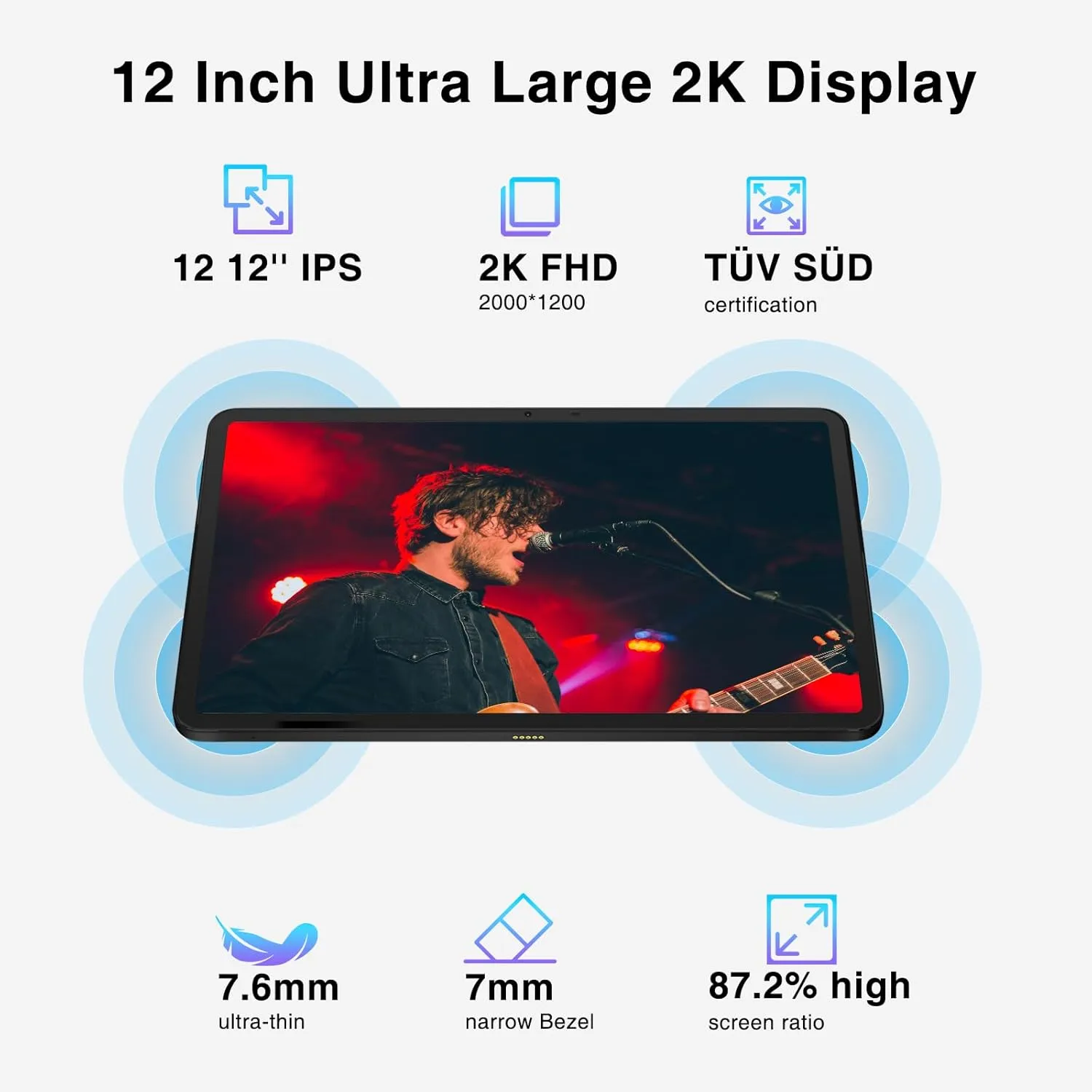 DOOGEE 12 Inch Tablets Android 14, T20 Ultra 2.4K Android Tablet with 32GB RAM 256GB ROM, Helio G99 8-Core Processor, 10800mAh Battery,4 Speakers, 4G Dual Sim Cellular Tablets, Gray