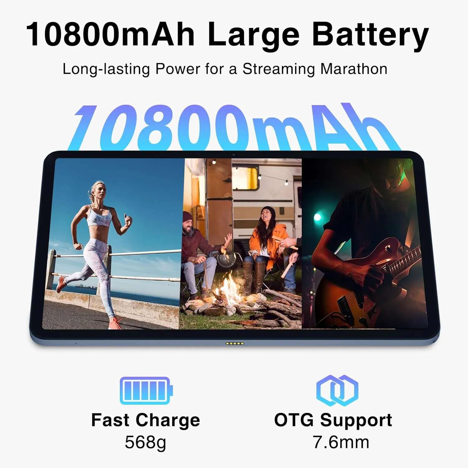 DOOGEE 12 Inch Tablets Android 14, T20 Ultra 2.4K Android Tablet with 32GB RAM 256GB ROM, Helio G99 8-Core Processor, 10800mAh Battery,4 Speakers, 4G Dual Sim Cellular Tablets, Gray