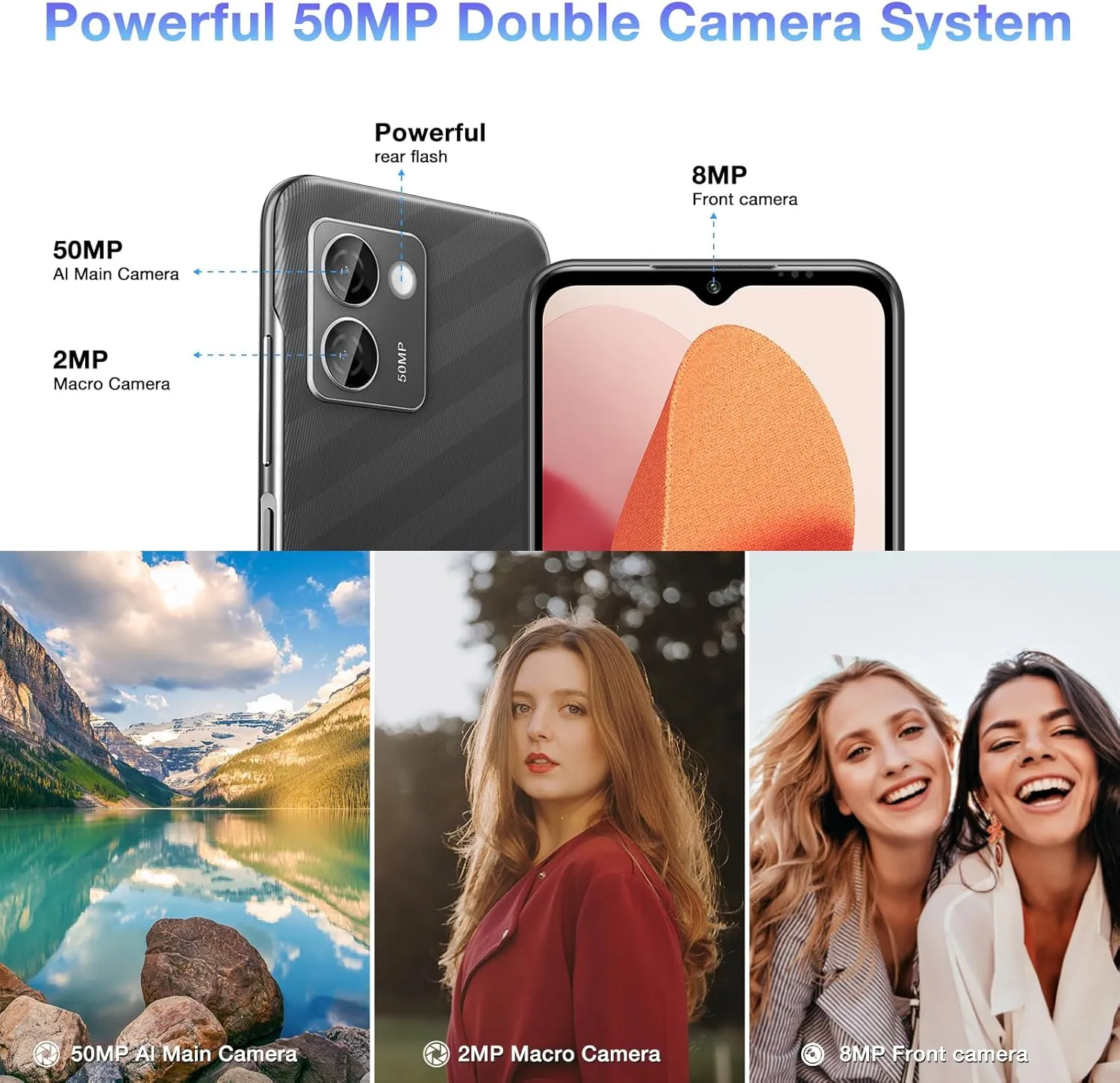 DOOGEE N50 PRO Cell Phone,Android 13 Smartphone,20GB 256GB(1TB TF),6.52" HD ,50MP AI Camera Android Phone,18W Fast Charge,4200mAh Battery Mobile Phones,Face Unlock/OTG-Black