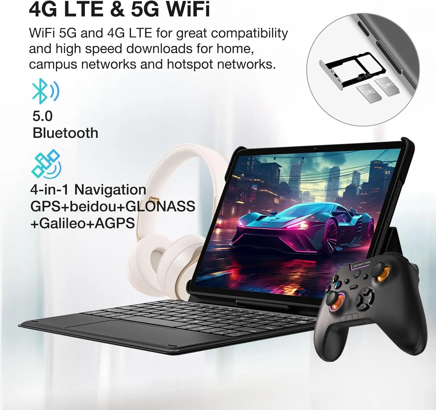 DOOGEE T30E Android Tablet with Keyboard Case T30E 11 Inch Tablets with 9GB RAM 128GB ROM/1TB TF, 8000mAh, Cellular Tablets with Dual Sim Slot, BT5.0, Android Tablet with Pen, Keyboard, Mouse&Case 