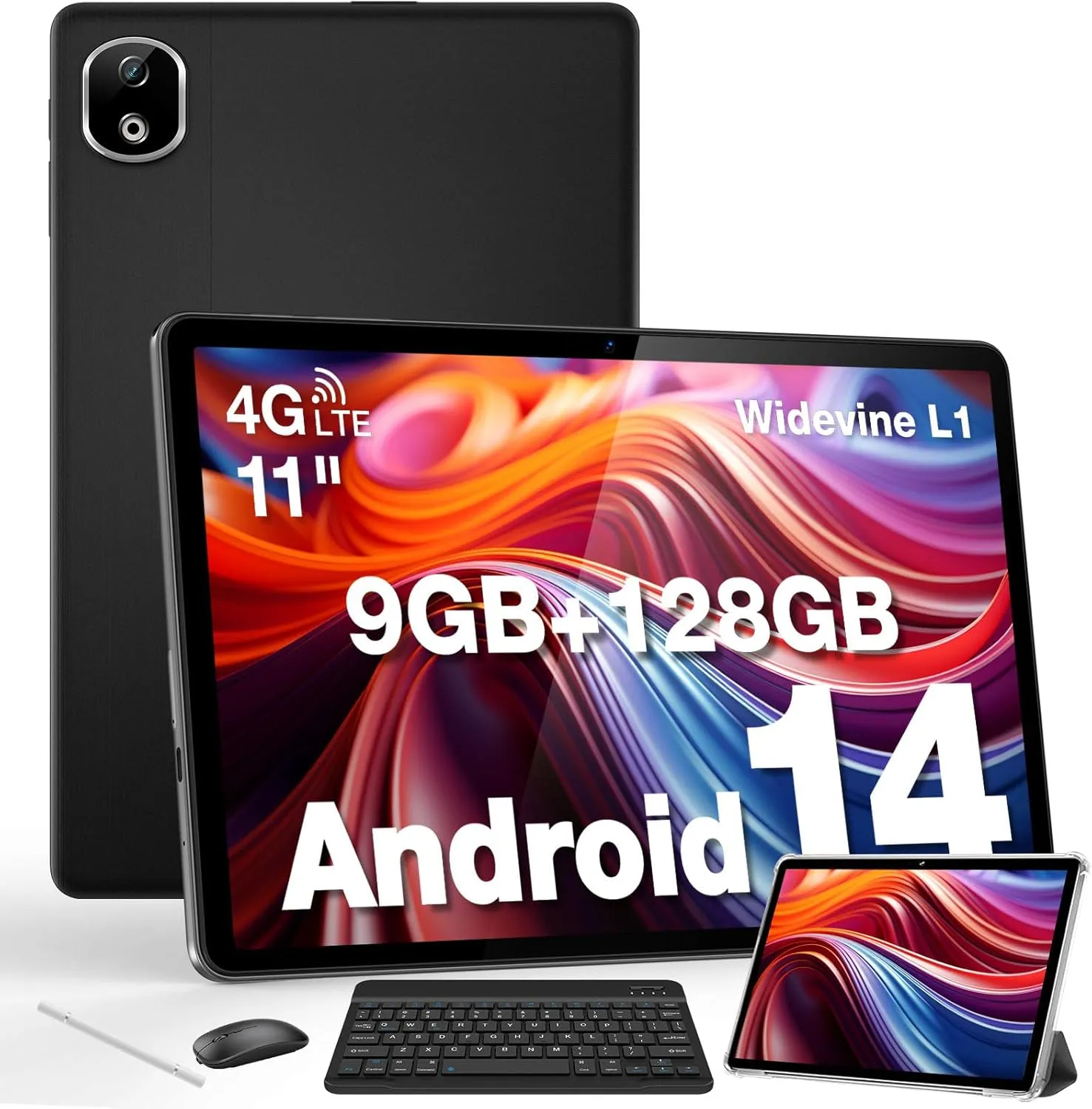 DOOGEE T30E Android Tablet with Keyboard Case T30E 11 Inch Tablets with 9GB RAM 128GB ROM/1TB TF, 8000mAh, Cellular Tablets with Dual Sim Slot, BT5.0, Android Tablet with Pen, Keyboard, Mouse&Case 