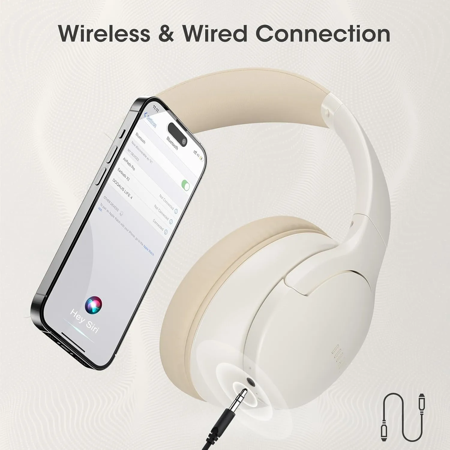 DOQAUS Upgrade Bluetooth Headphones Over Ear, 90H Playtime BT 5.3 Wireless Headphone EQ Modes, Built-in HD Mic, HiFi Stereo Sound, Deep Bass, Memory Foam Cups for Phone/PC&Travel/Gym/Workout