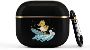 Duck Surfing On Wave Slim Travel Carrying Headphone Case Compatible with AirPods Smart Hard Shell Cover
